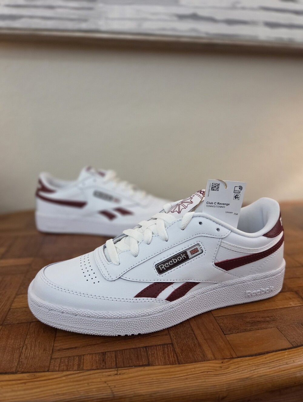 Reebok Club C Revenge Unisex White Maroon Sneakers Mens 7 Womens 8.5 100201199